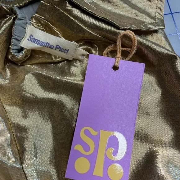 Samantha Pleet gold lame dress with open back and cool waist tabs - Picture 7 of 7